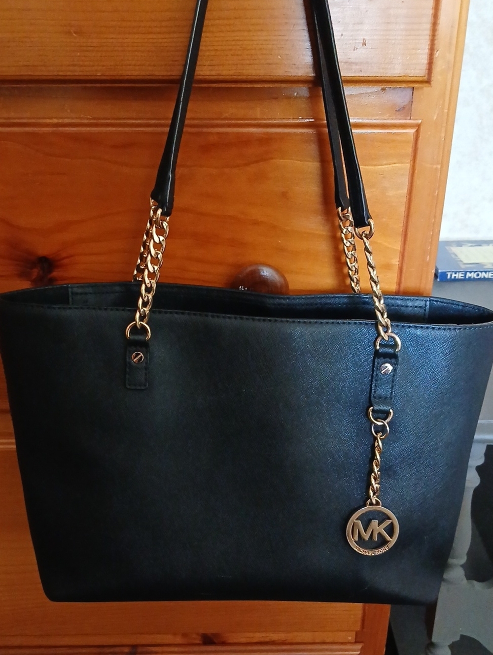 Michael Kors Black Bag/Tote with Gold Chain Detail